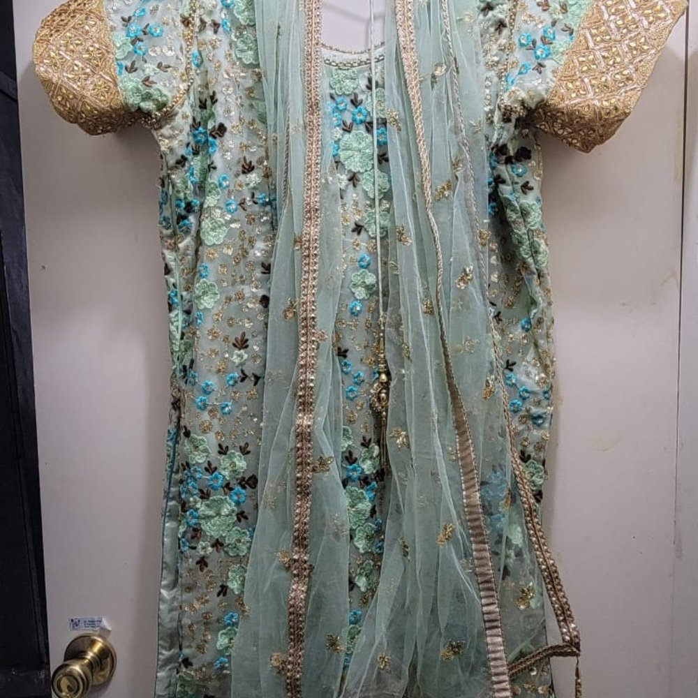Desi Traditional Indian/Pakistani/Bangladeshi Kameez with Lehenga(Skirt) Dupatta - Picture 5 of 17